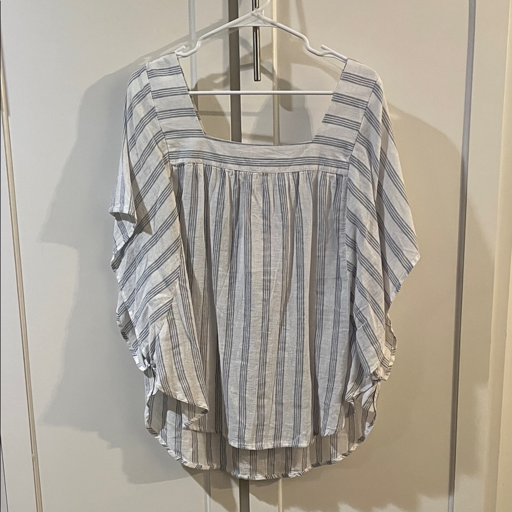 beachlunchlounge Blue and White Striped Blouse